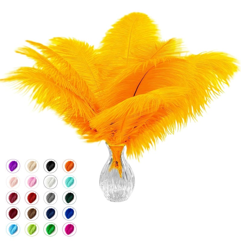 Piokio 20pcs Natural Gold Ostrich Feathers 10-12 inch (25-30cm) Bulk Feathers for Home Decoration and DIY Clothing and DIY Clothes Decoration, Gatsby Decorations - Image 1
